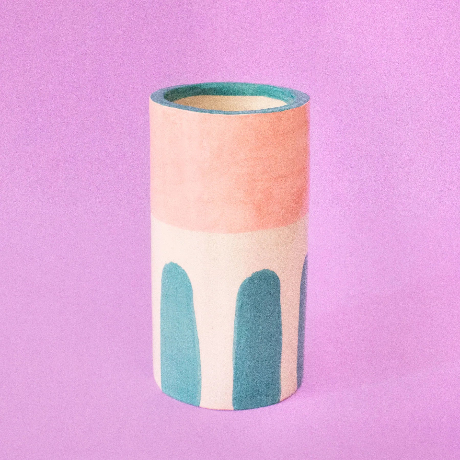 Girl with Teal Stripes / Ceramic Vase
