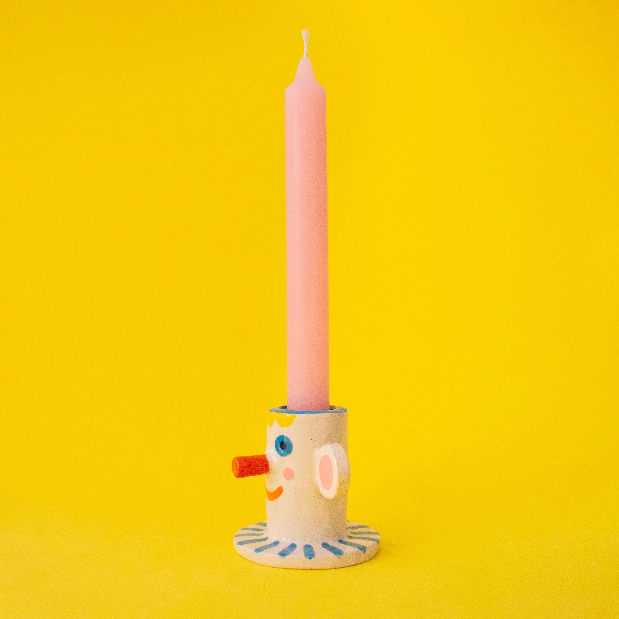 Happy Face Candle Holder / Ceramic Candleholder