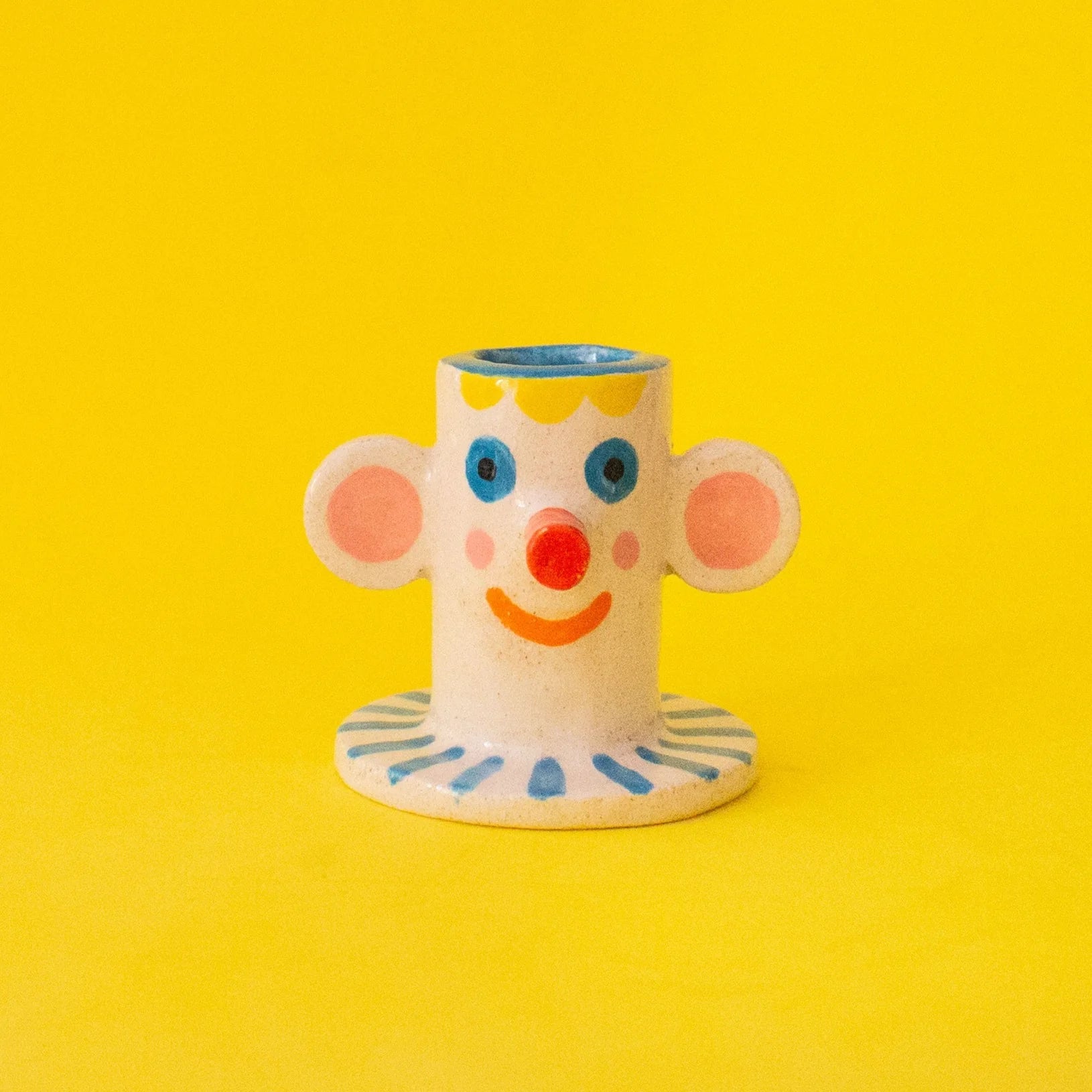 Happy Face Candle Holder / Ceramic Candleholder
