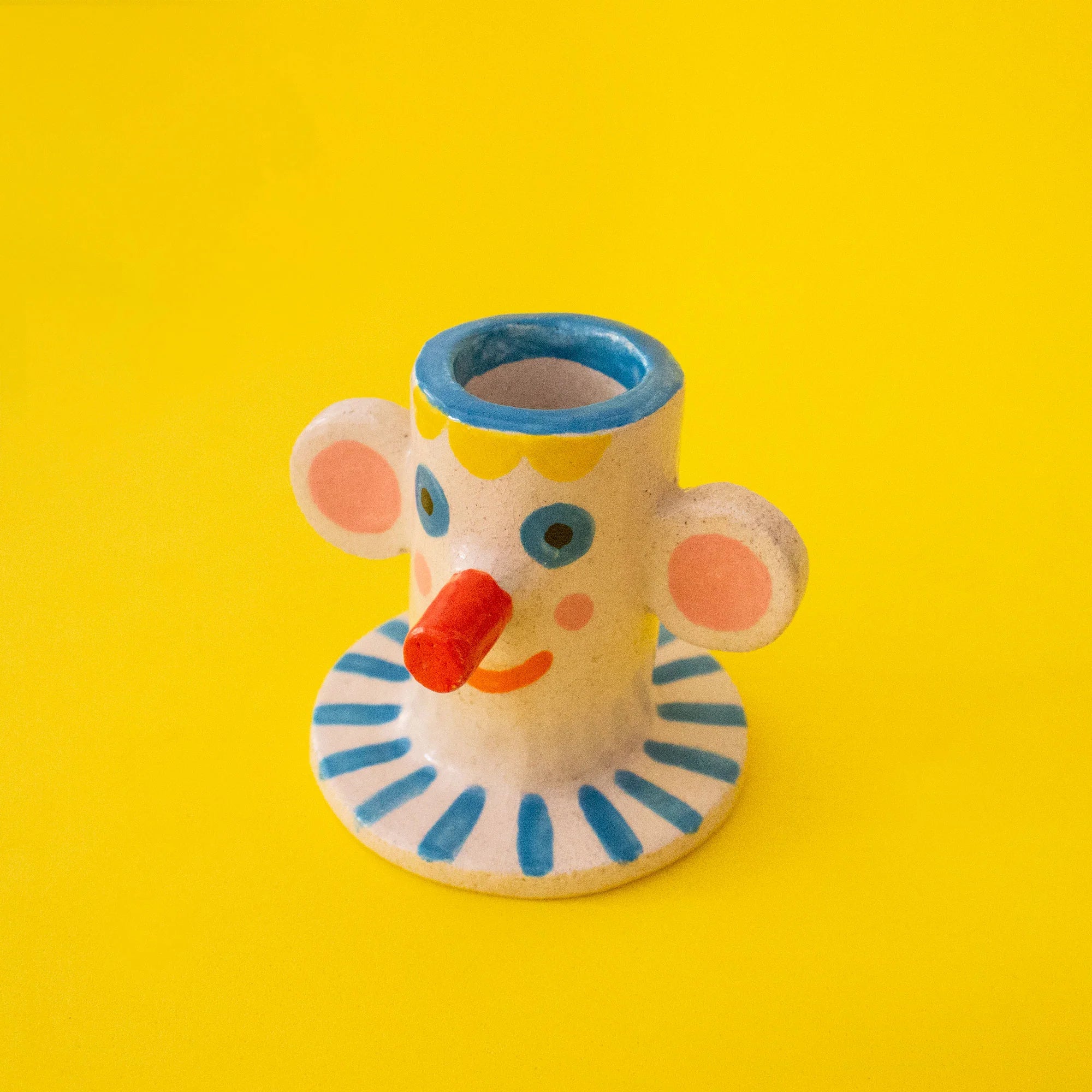 Happy Face Candle Holder / Ceramic Candleholder